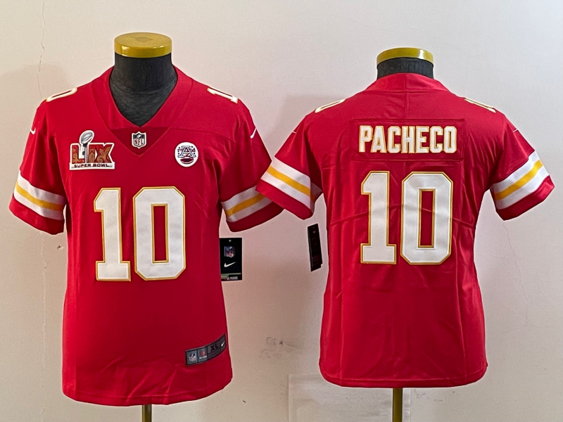 Youth 2025 Kansas City Chiefs 10 Pacheco red Nike NFL jersey style 2